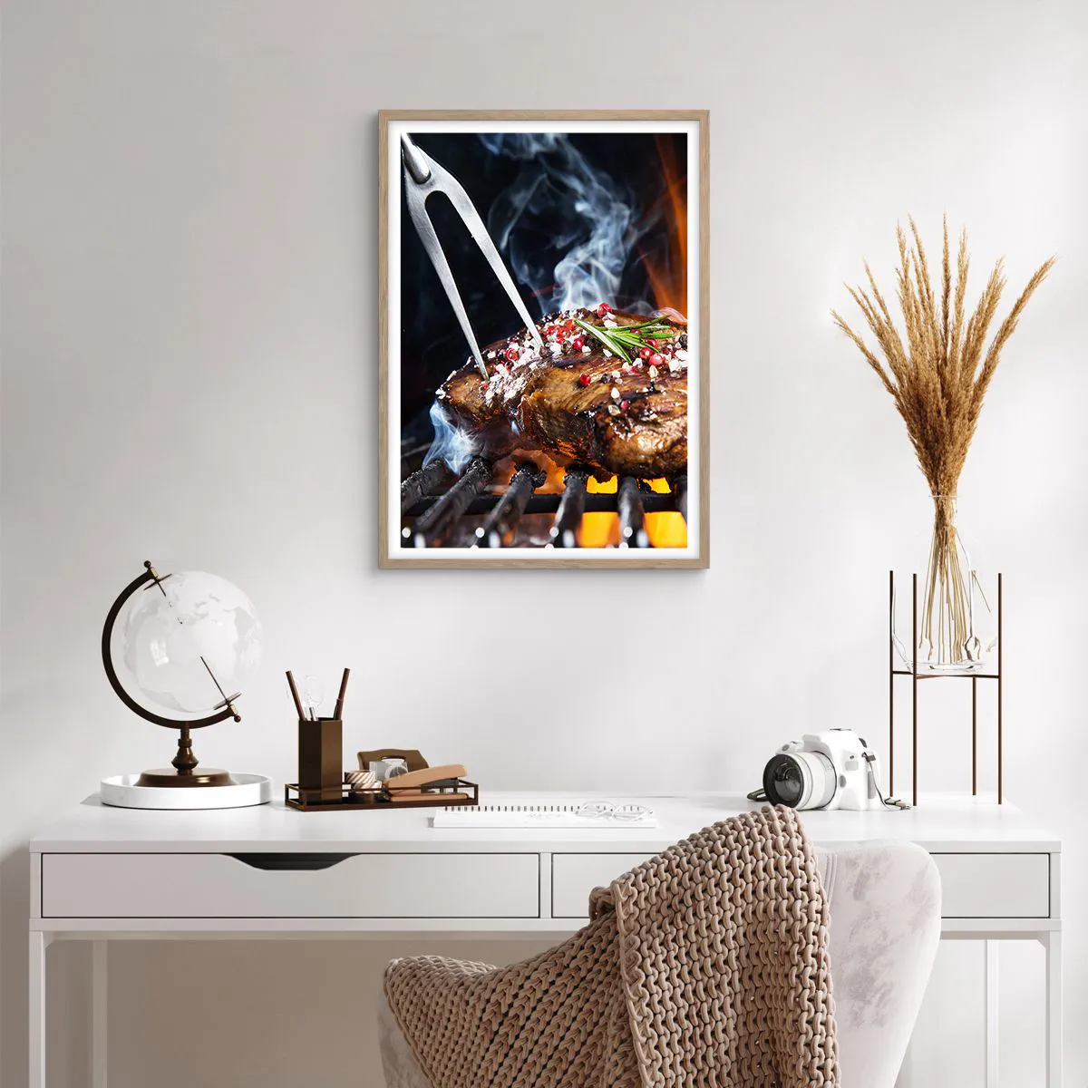 Poster în ramă de stejar deschis - Suculente și parfumate - 50x70 cm