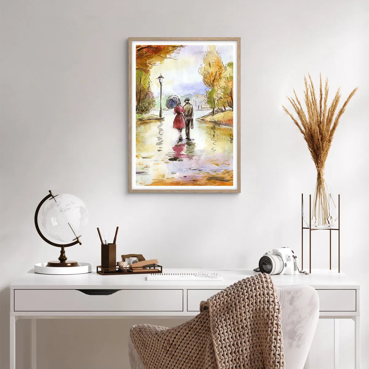 Affisch i ram av ljusek - Romantisk höst i parken - 50x70 cm