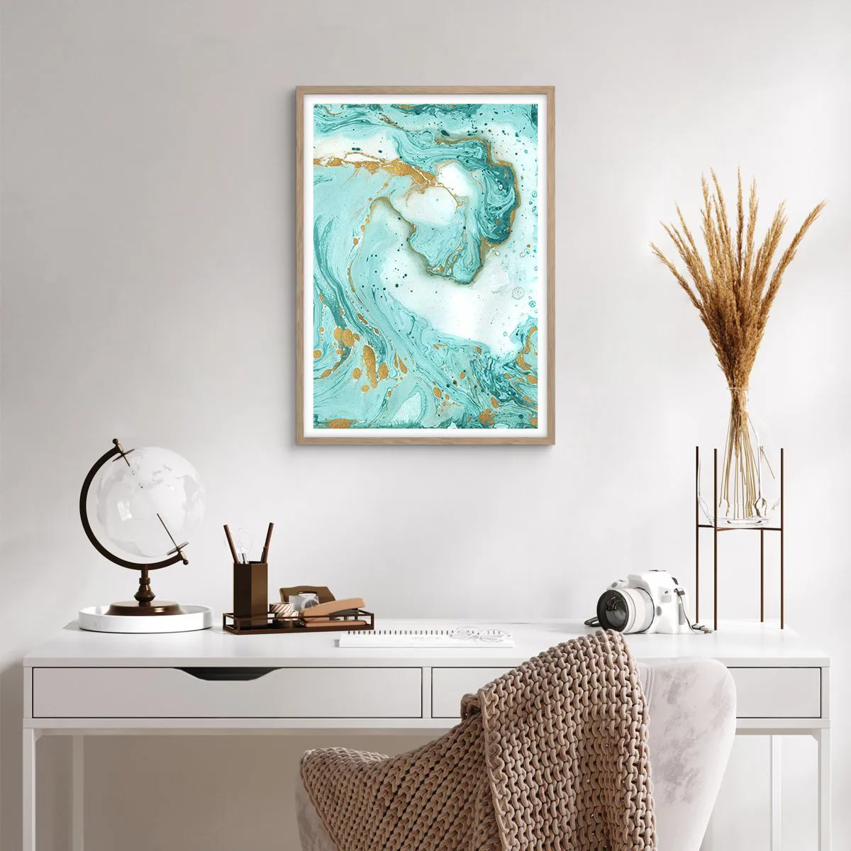 Poszter világos tölgy keretben - Az Edo-korszak nagy hulláma alatt - 50x70 cm