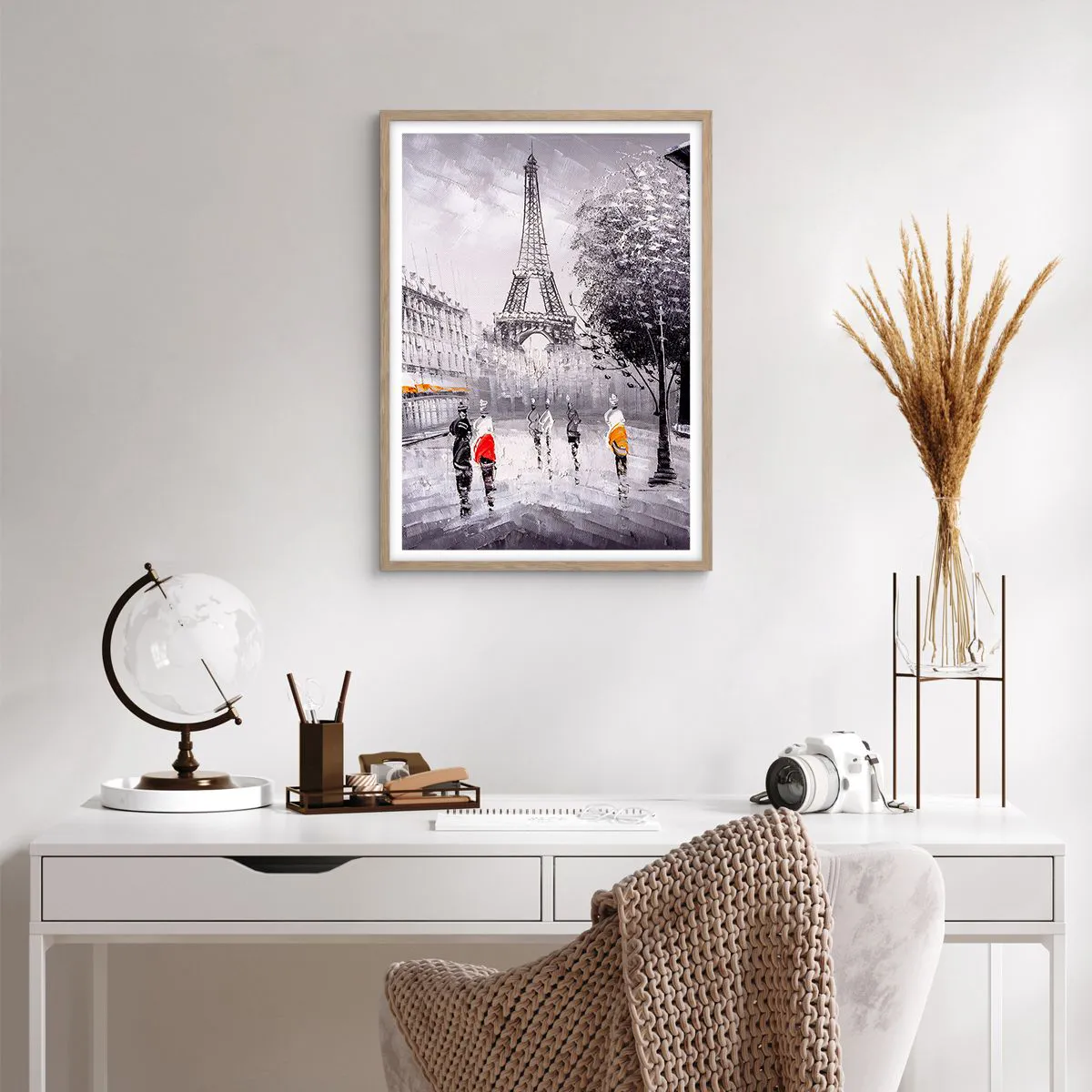Pôster com moldura de carvalho claro - Passeio em Paris - 50x70 cm