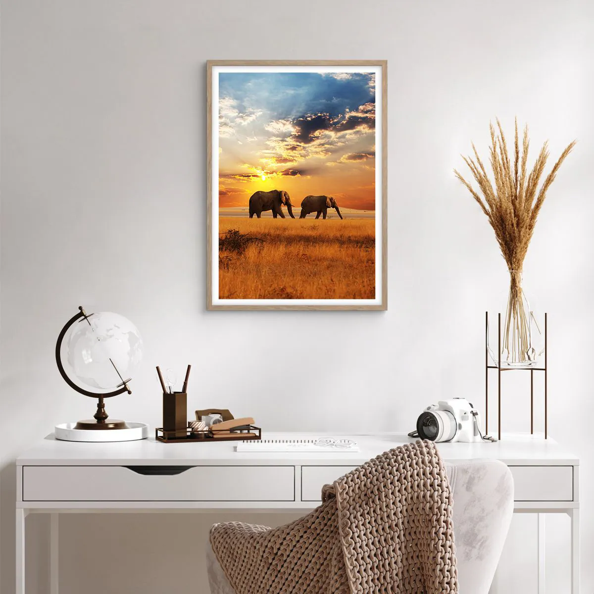 Poster in light oak frame - Family Walk - 50x70 cm