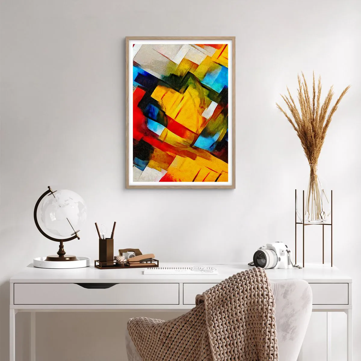 Affiche dans un chêne clair - Poster - Une superposition multicolore - 50x70 cm