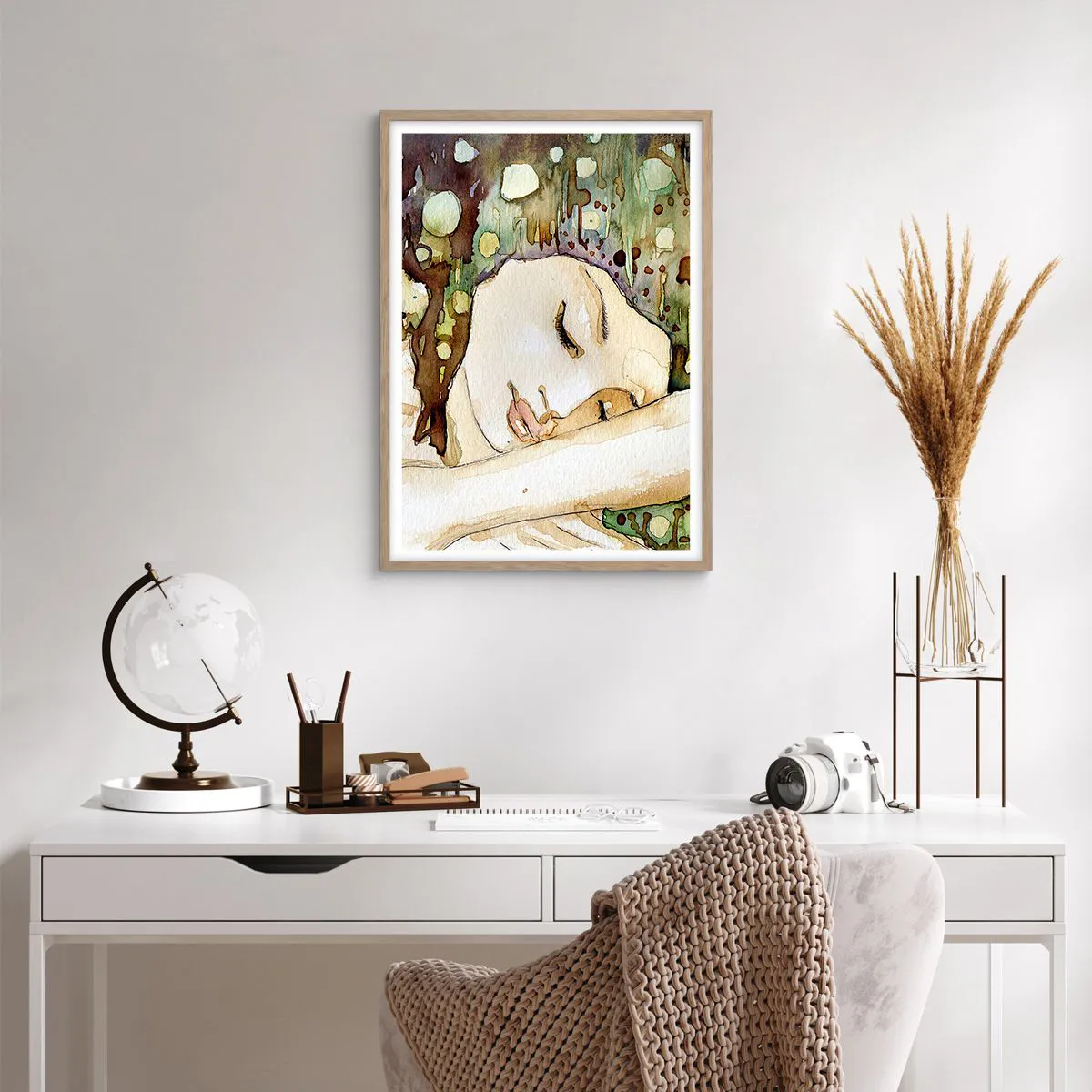 Pôster com moldura de carvalho claro - Um sonho Violeta Esmeralda - 50x70 cm