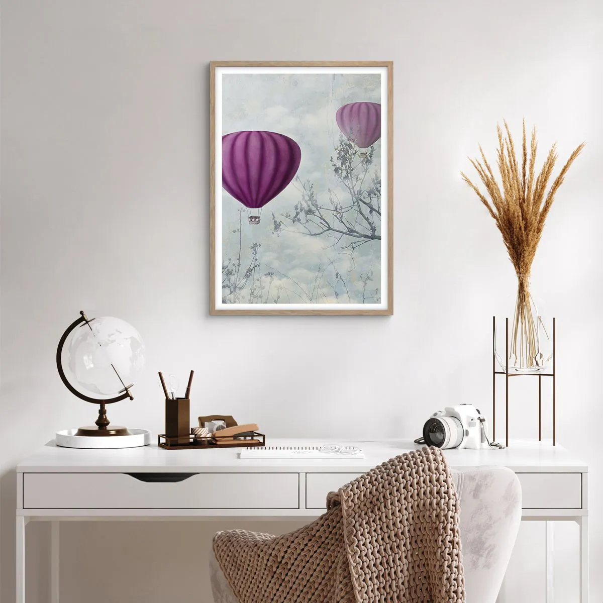 Pôster com moldura de carvalho claro - Como navios no céu - 50x70 cm