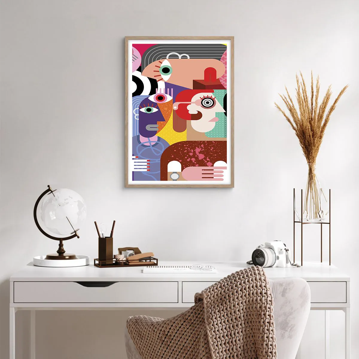 Pôster com moldura de carvalho claro - Viemos da parte do Sr. Picasso - 50x70 cm