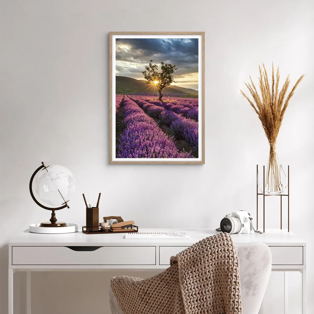 Plakat w ramie jasny dąb - Aromat w kolorze lila - 50x70 cm