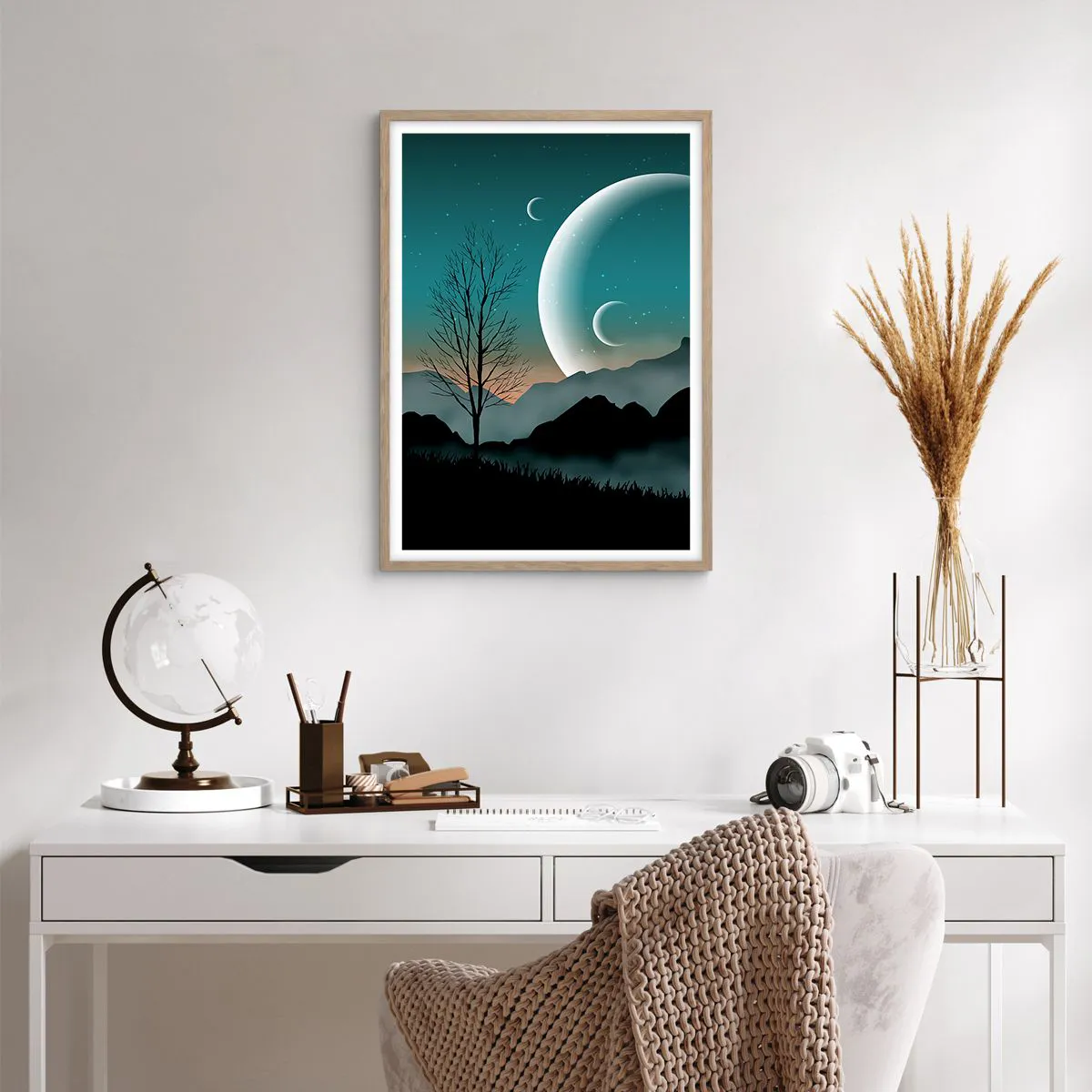 Pôster com moldura de carvalho claro - Carnaval de uma noite estrelada - 50x70 cm