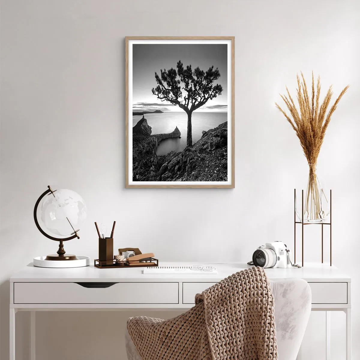 Poster în ramă de stejar deschis - Liniște până la orizont - 50x70 cm