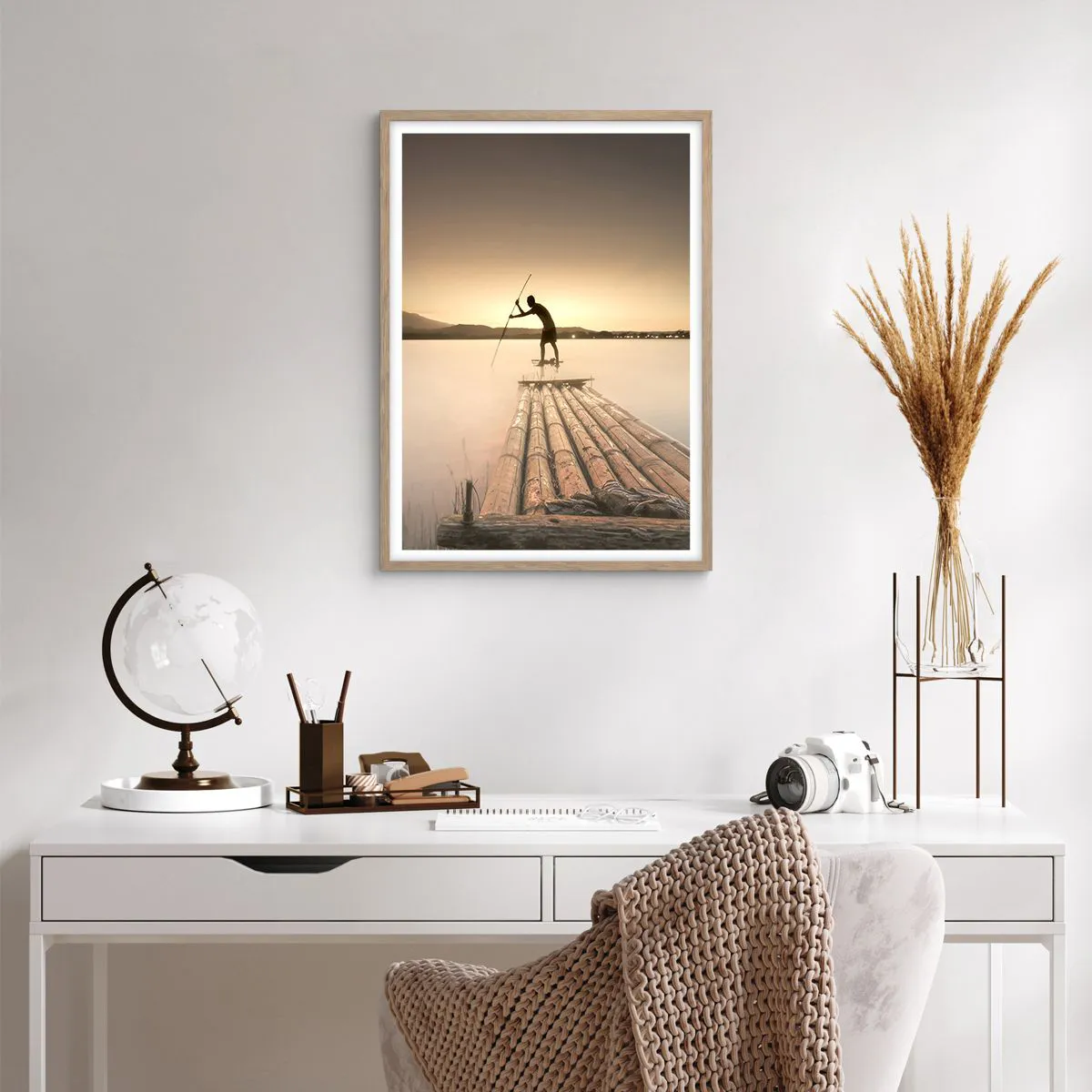 Plakat i ramme af lyst egetræ - Før du hviler - 50x70 cm