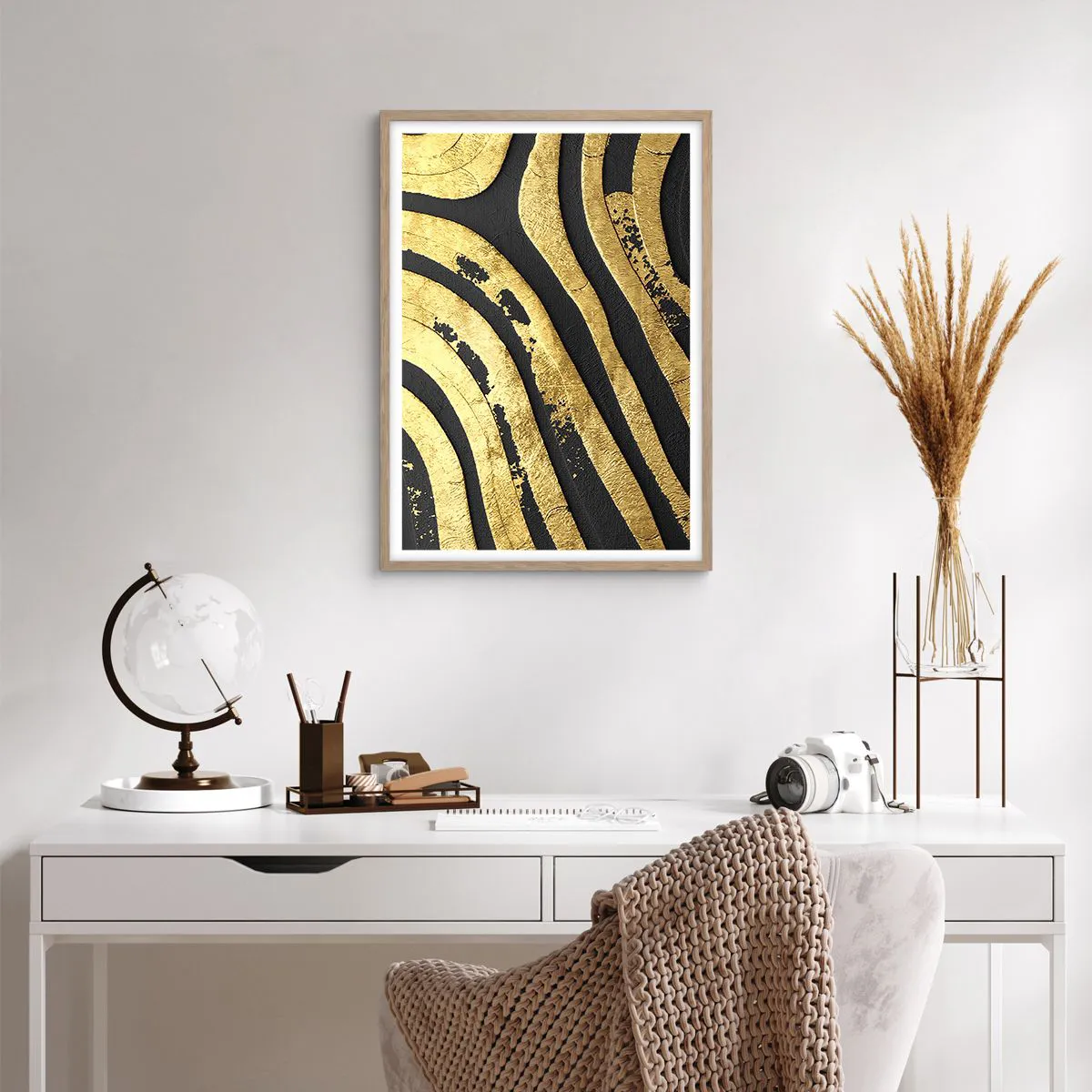 Plakát v rámu světlý dub - Vše plyne - 50x70 cm