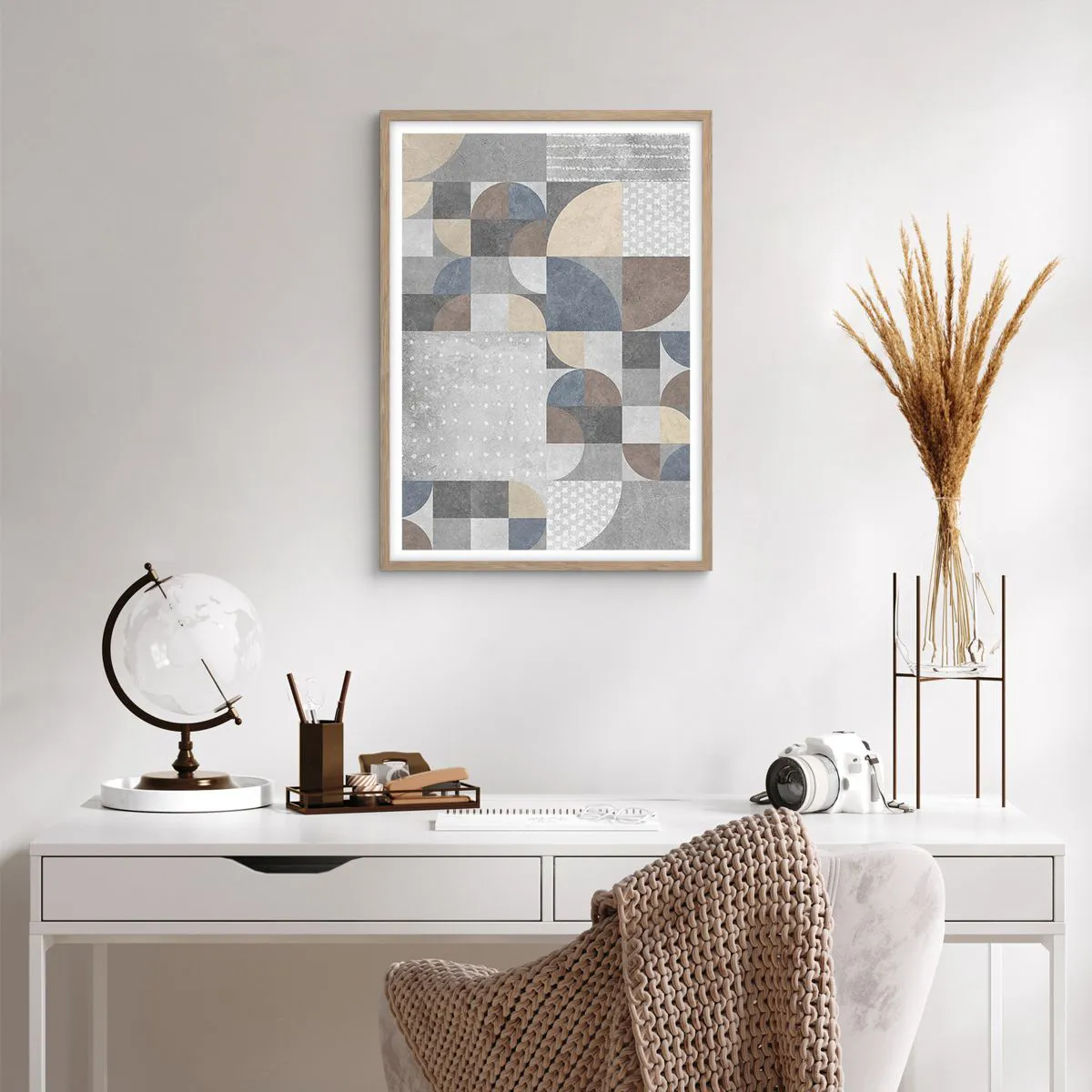 Een poster in een licht eiken lijst - Keramische fantasie - 50x70 cm