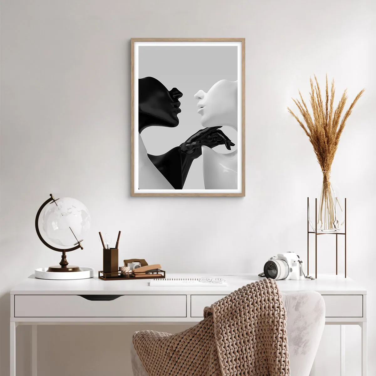 Pôster com moldura de carvalho claro - Atração – desejo - 50x70 cm