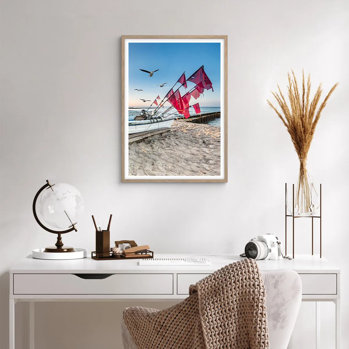 Poster in einem Rahmen aus heller Eiche - Wohlverdiente Ruhe - 50x70 cm