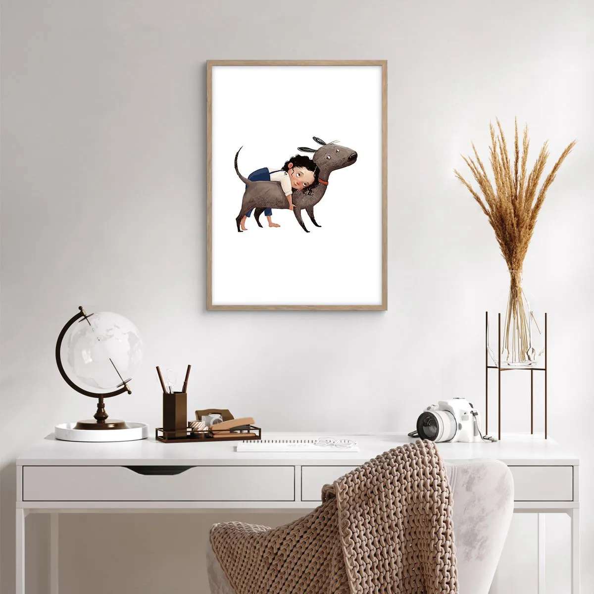 Plagát v ráme zo svetlého duba - Najlepší priatelia - 50x70 cm