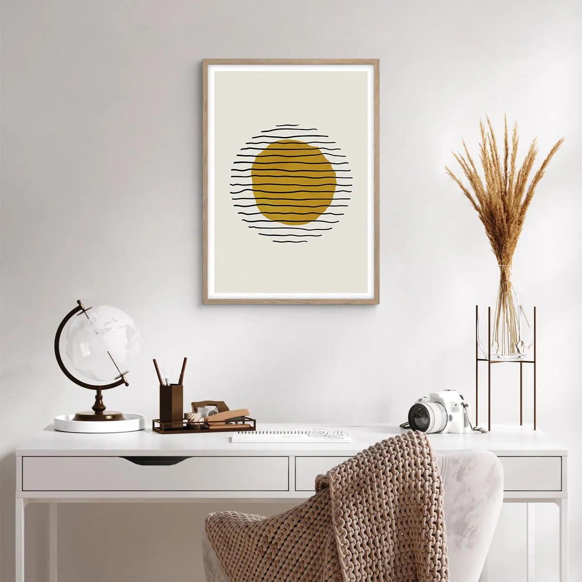 Pôster com moldura de carvalho claro - Abstração a tremer com o calor - 50x70 cm