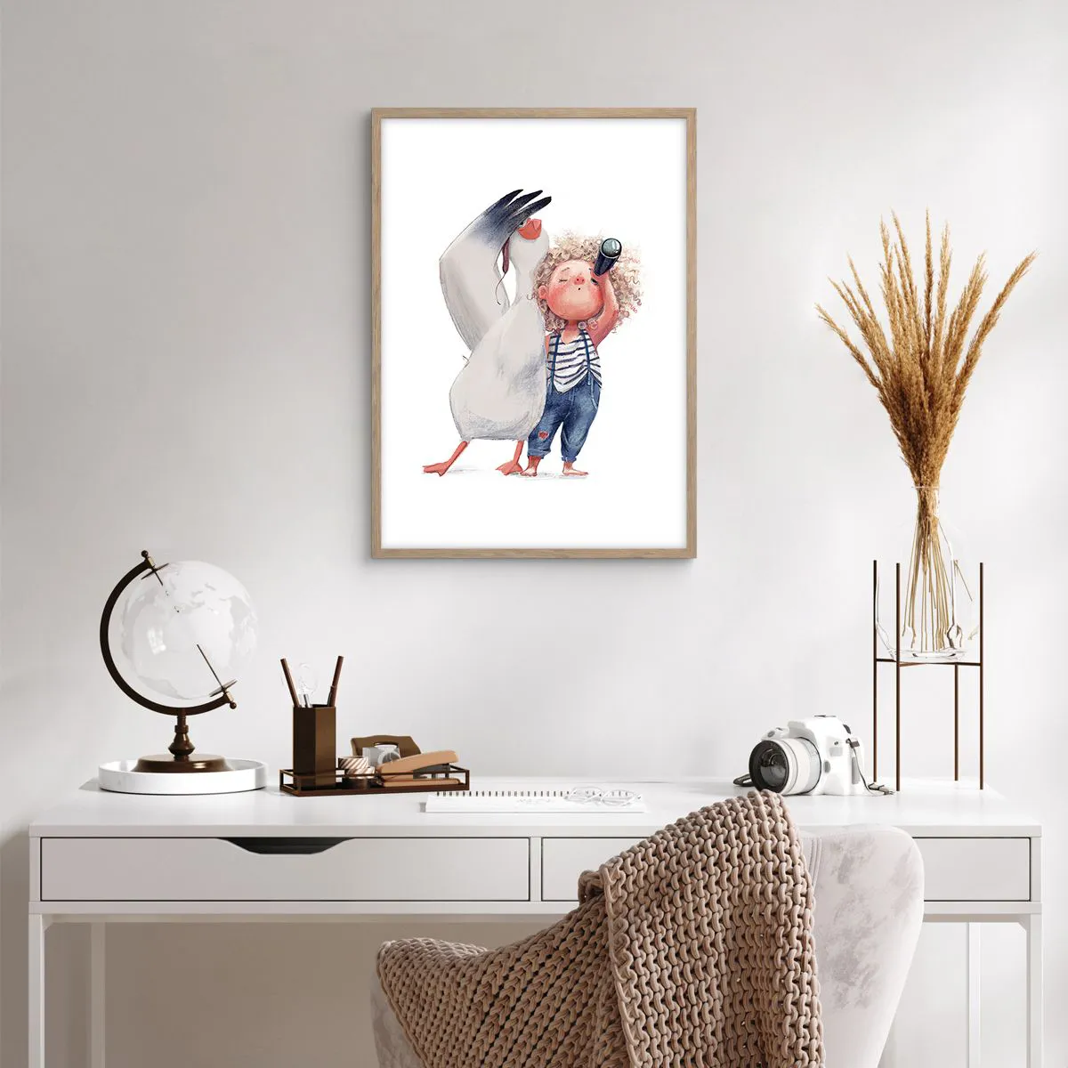 Plakat i ramme af lyst egetræ - En plan for en fantastisk rejse - 50x70 cm