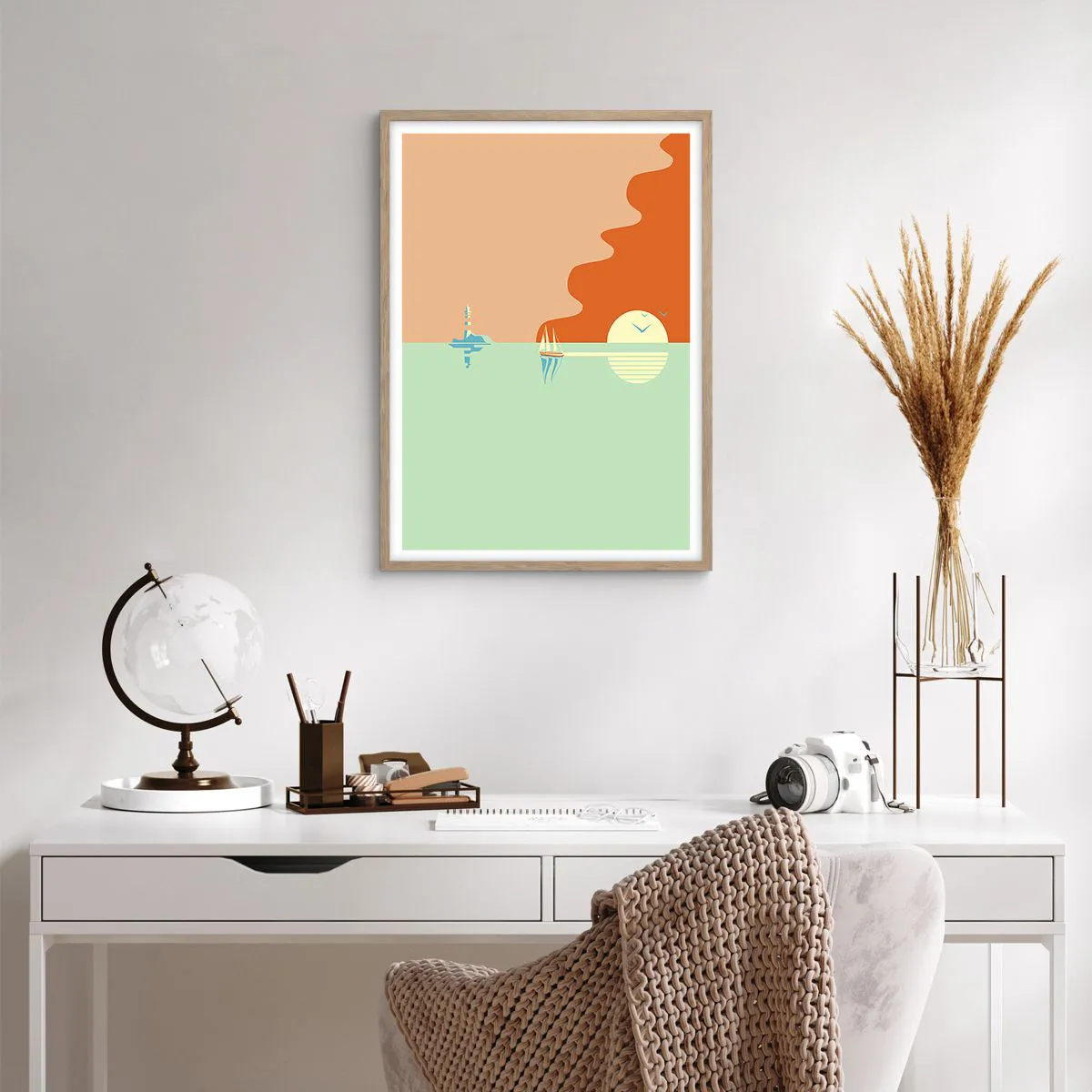 Poster in einem Rahmen aus heller Eiche - Die perfekte Meereslandschaft - 50x70 cm