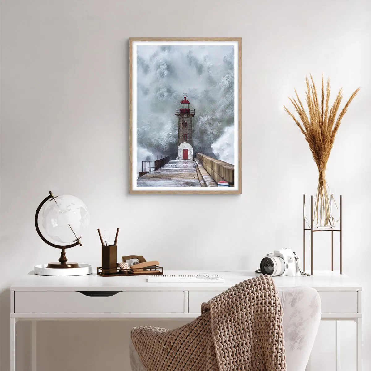 Poster în ramă de stejar deschis - Zgomotul apelor, sunetul vântului - 50x70 cm