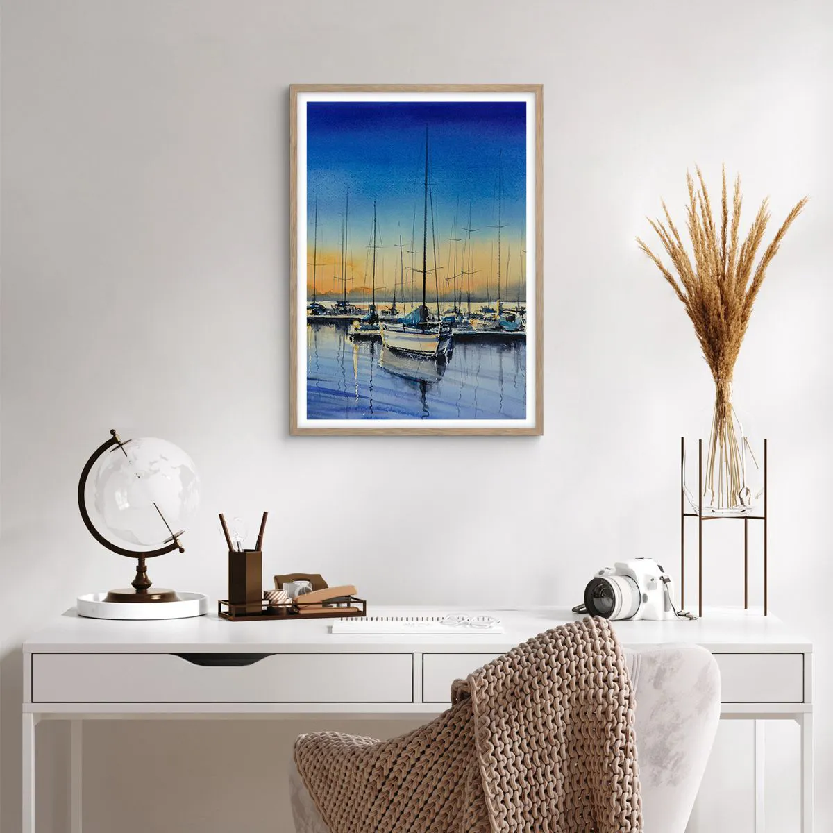 Poster in einem Rahmen aus heller Eiche - Ende eines guten Tages - 50x70 cm