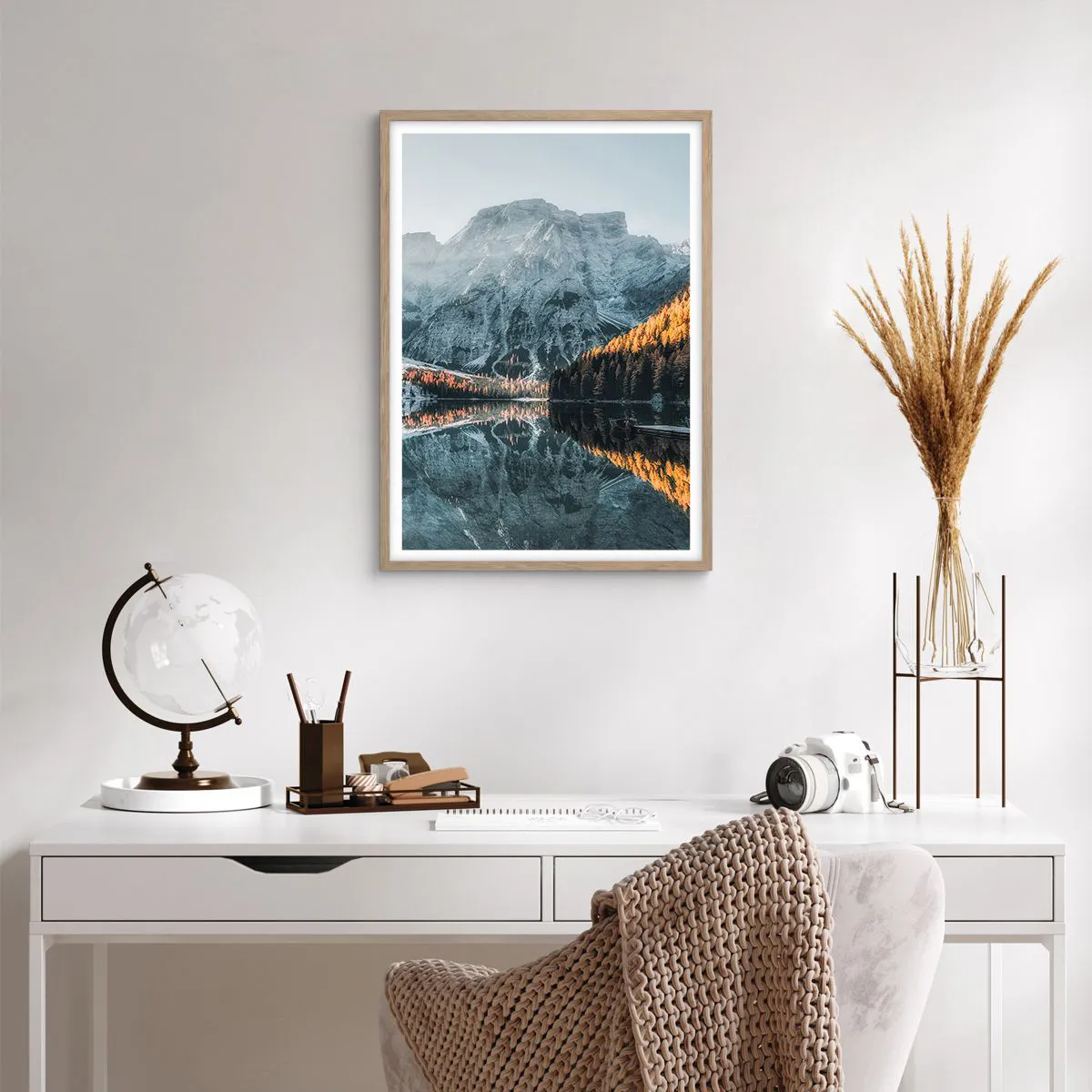 Affiche dans un chêne clair - Poster - Reflet de paysage - 50x70 cm