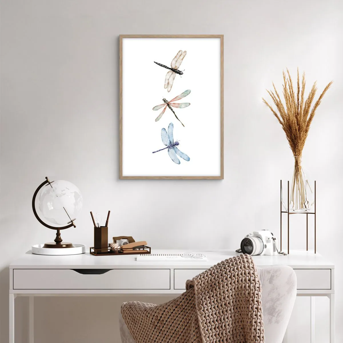 Poster în ramă de stejar deschis - Libelule imponderabile - 50x70 cm