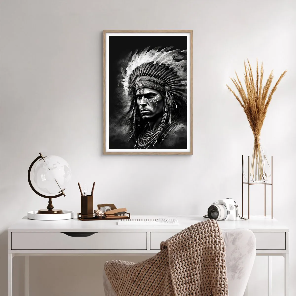 Pôster com moldura de carvalho claro - Um líder e um guerreiro - 50x70 cm