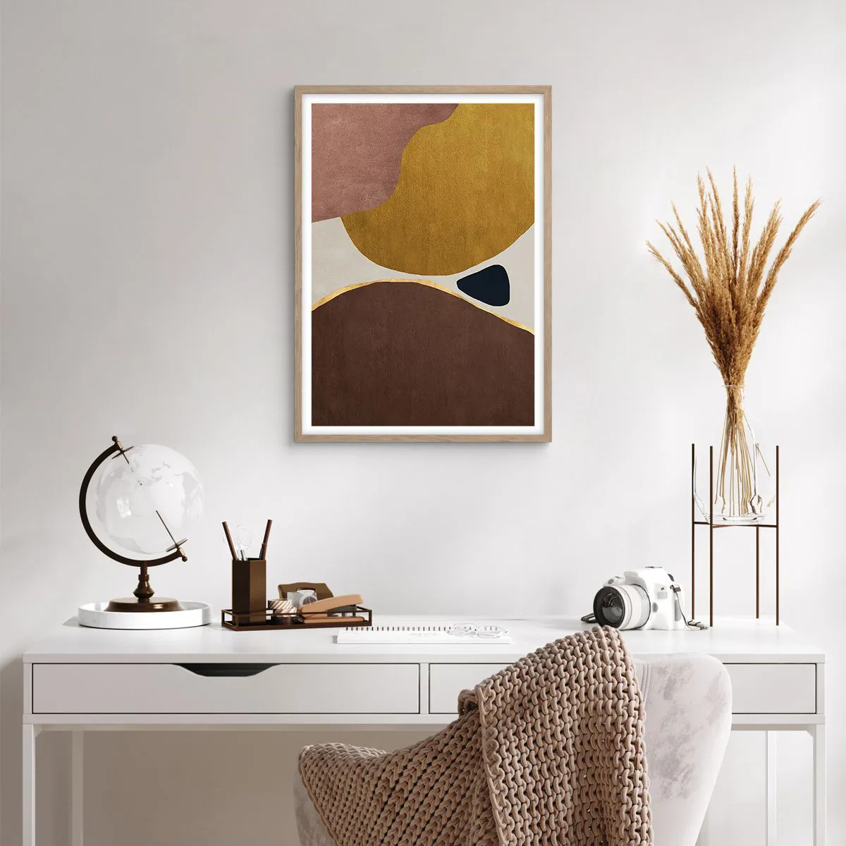 Póster en marco roble claro - Abstracción - un lugar en el espacio - 50x70 cm