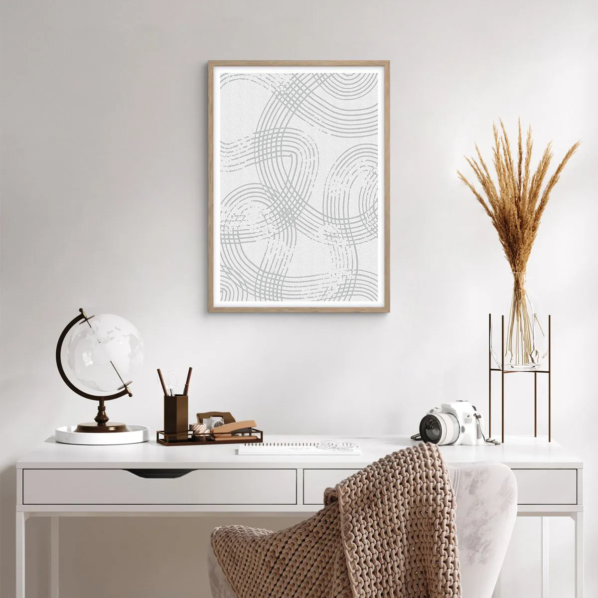 Poster in light oak frame - No Straight Line - 50x70 cm