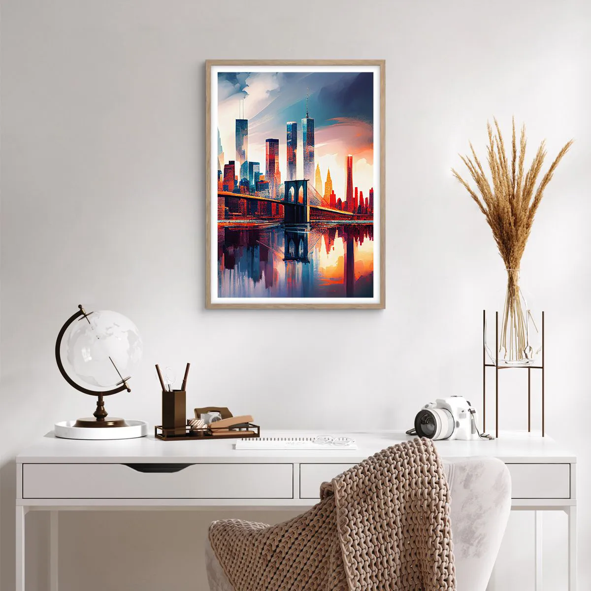 Plagát v ráme zo svetlého duba - Famózny New York - 50x70 cm