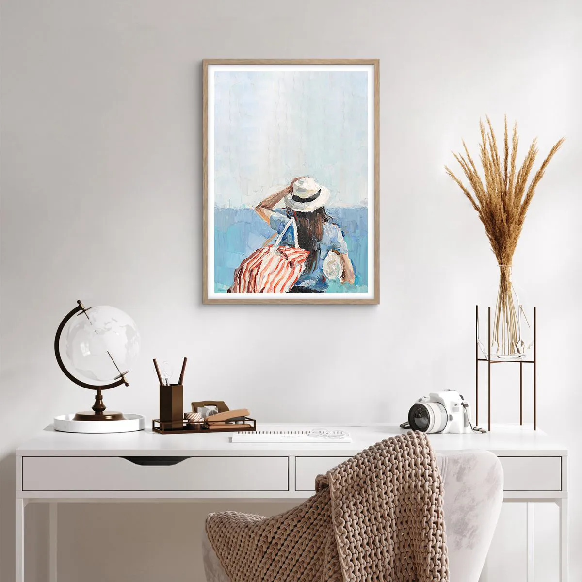 Poster in cornice rovere chiaro - Benvenuti in vacanza - 50x70 cm