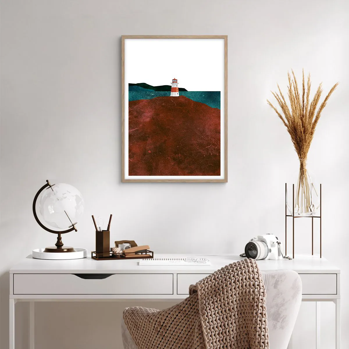 Poster in light oak frame - Gazing at the Sea - 50x70 cm