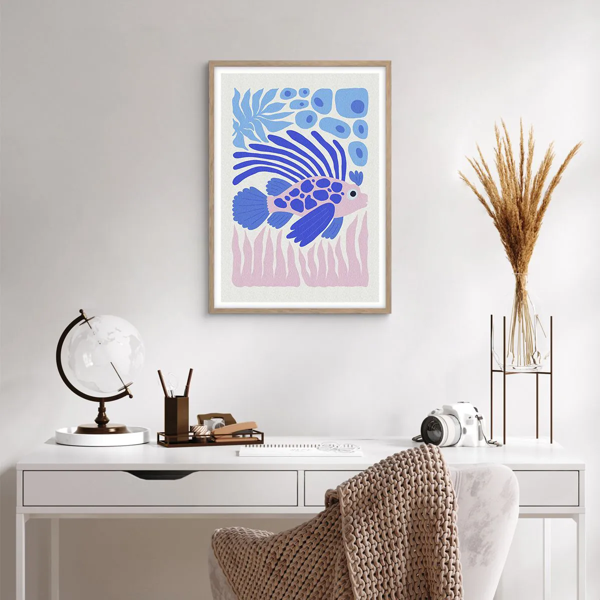 Plakat i ramme af lyst egetræ - I dit rette element - 50x70 cm