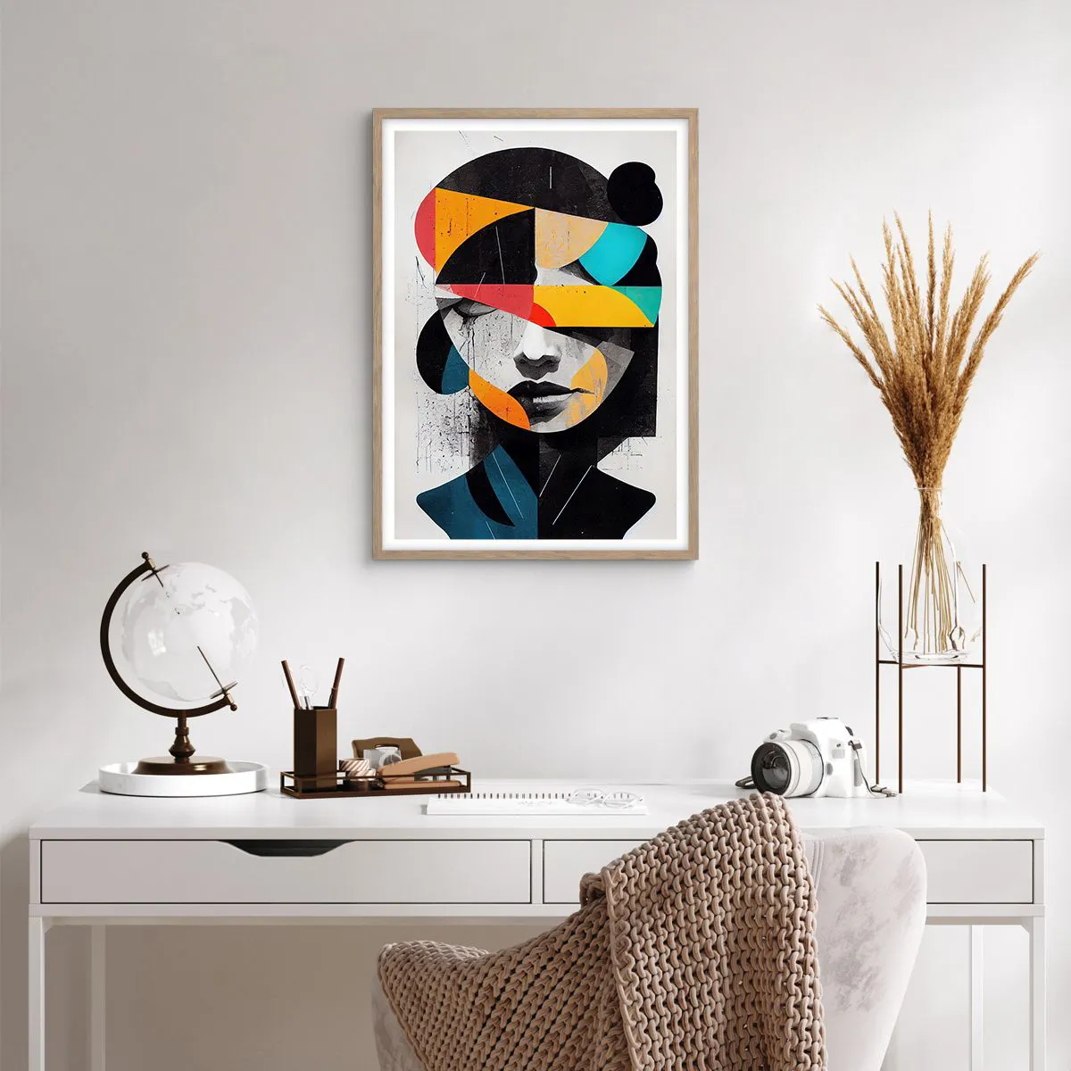 Poster in light oak frame - Multicolour Portrait of the Interior - 50x70 cm