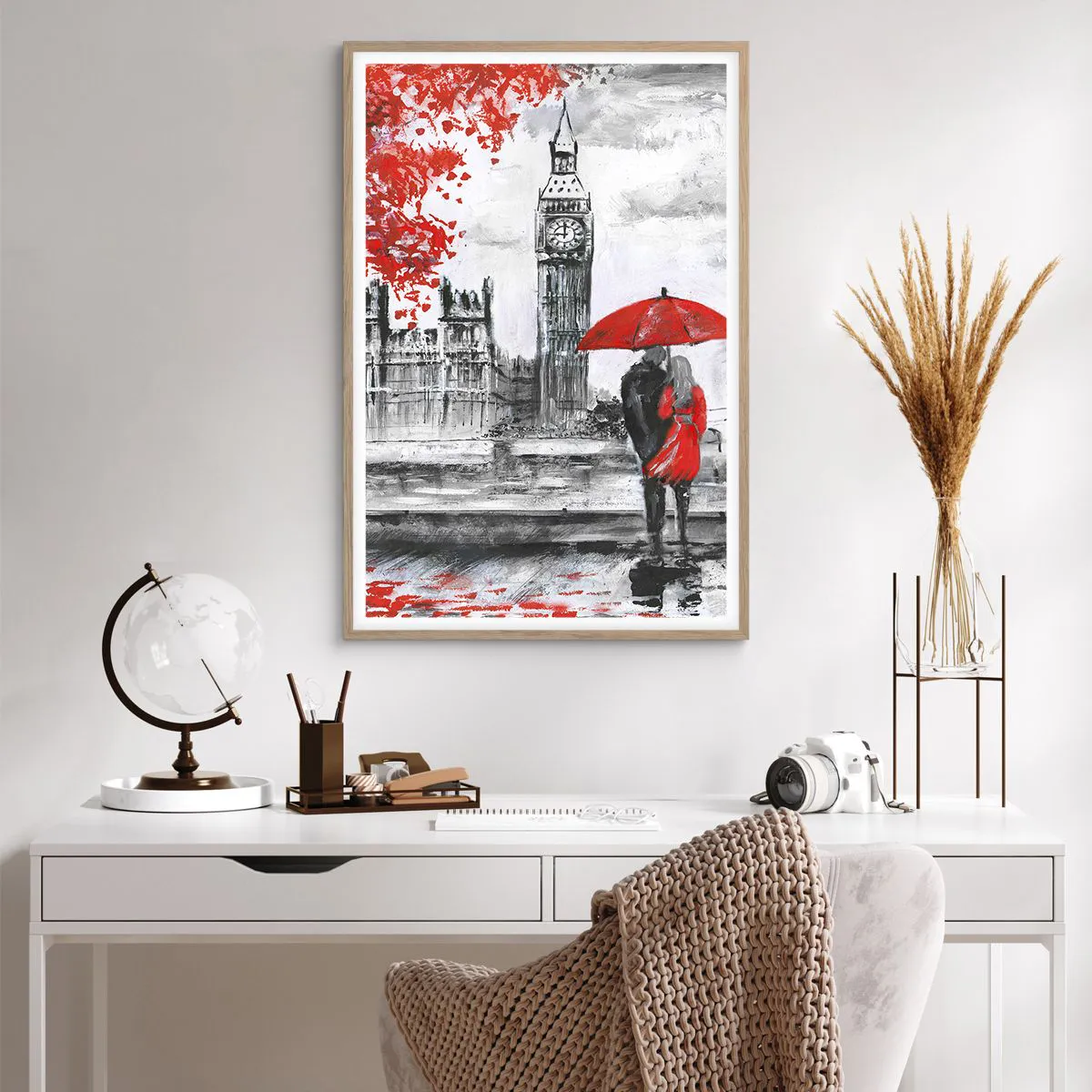 Poster in einem Rahmen aus heller Eiche - Verliebt in London - 61x91 cm