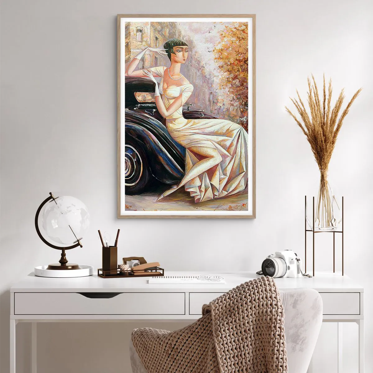 Plakát v rámu světlý dub - Elegance v retro stylu - 61x91 cm
