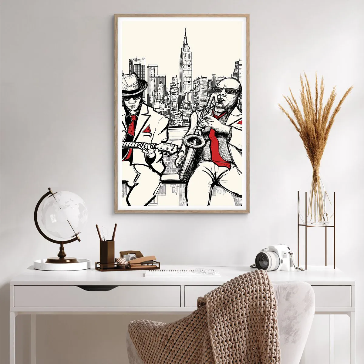 Plakat i ramme af lyst egetræ - New York improvisation - 61x91 cm