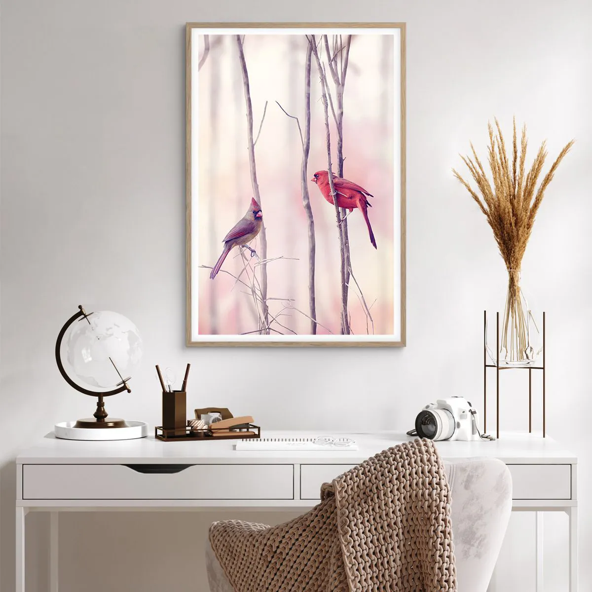 Poster in light oak frame - Tale of a Pink Forest - 61x91 cm