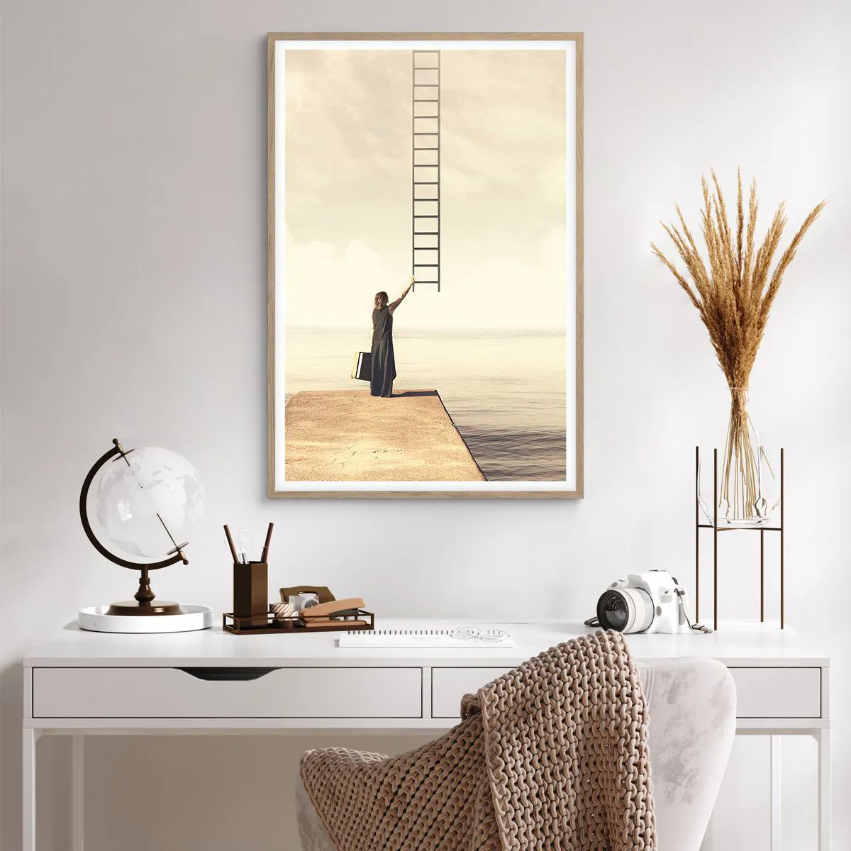 Plakat i ramme af lyst egetræ - En magisk rejse - 61x91 cm