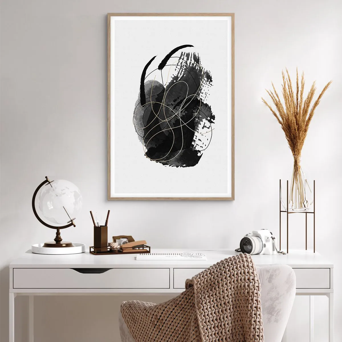 Plakat w ramie jasny dąb - Wysnute z czerni - 61x91 cm