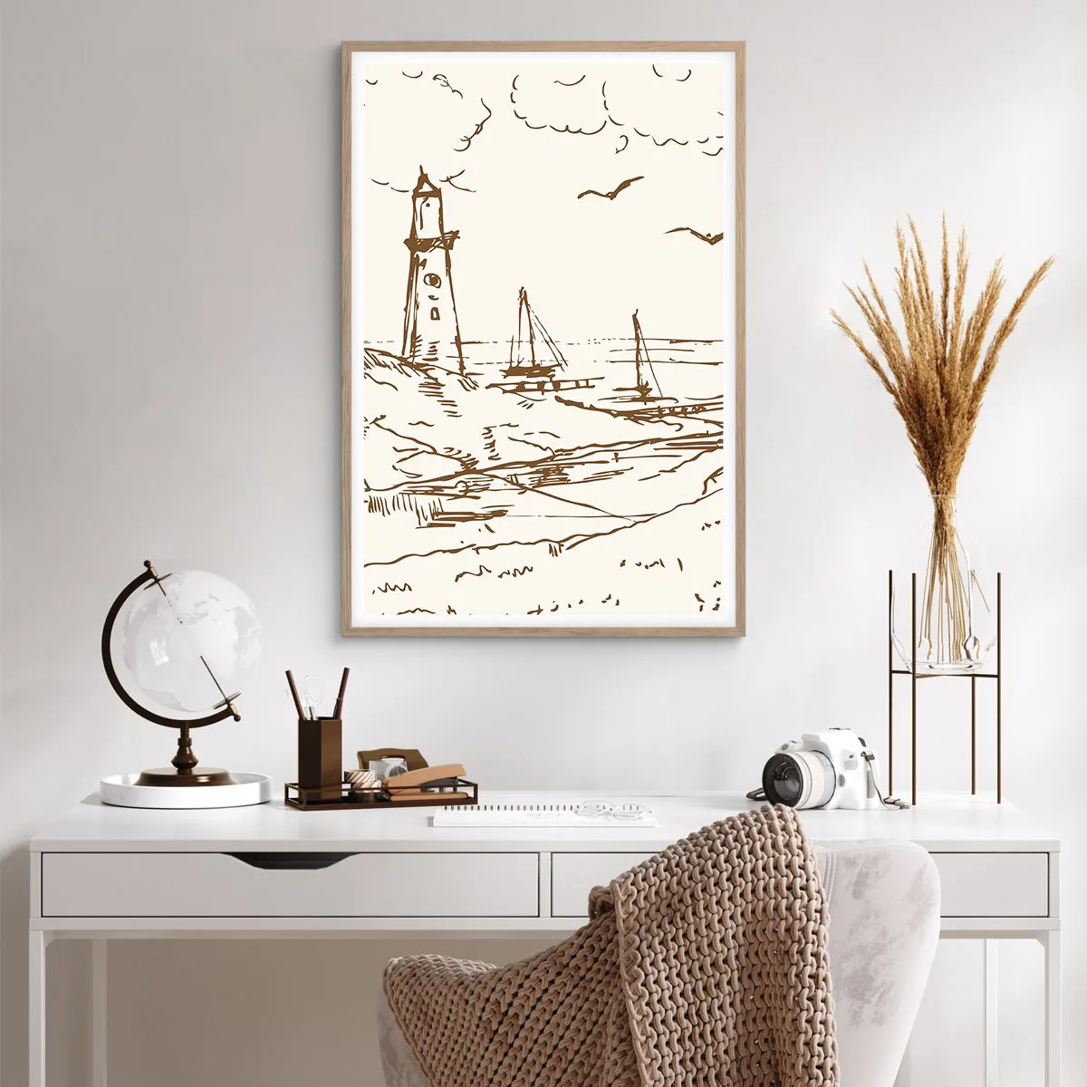 Poster in einem Rahmen aus heller Eiche - Ein Überblick über die Erinnerungen an den Sommer - 61x91 cm