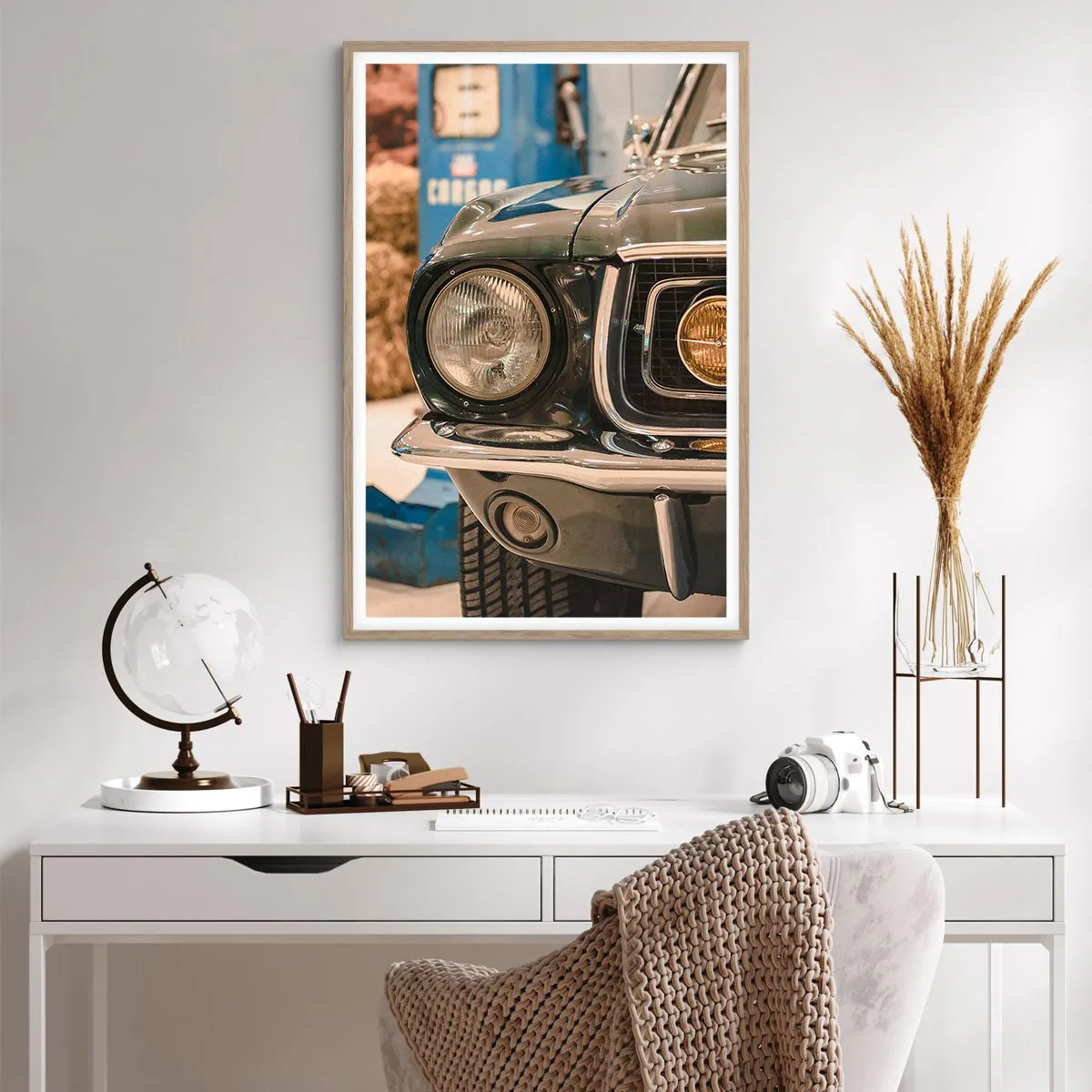 Poster in einem Rahmen aus heller Eiche - Treffen mit einer Legende - 61x91 cm