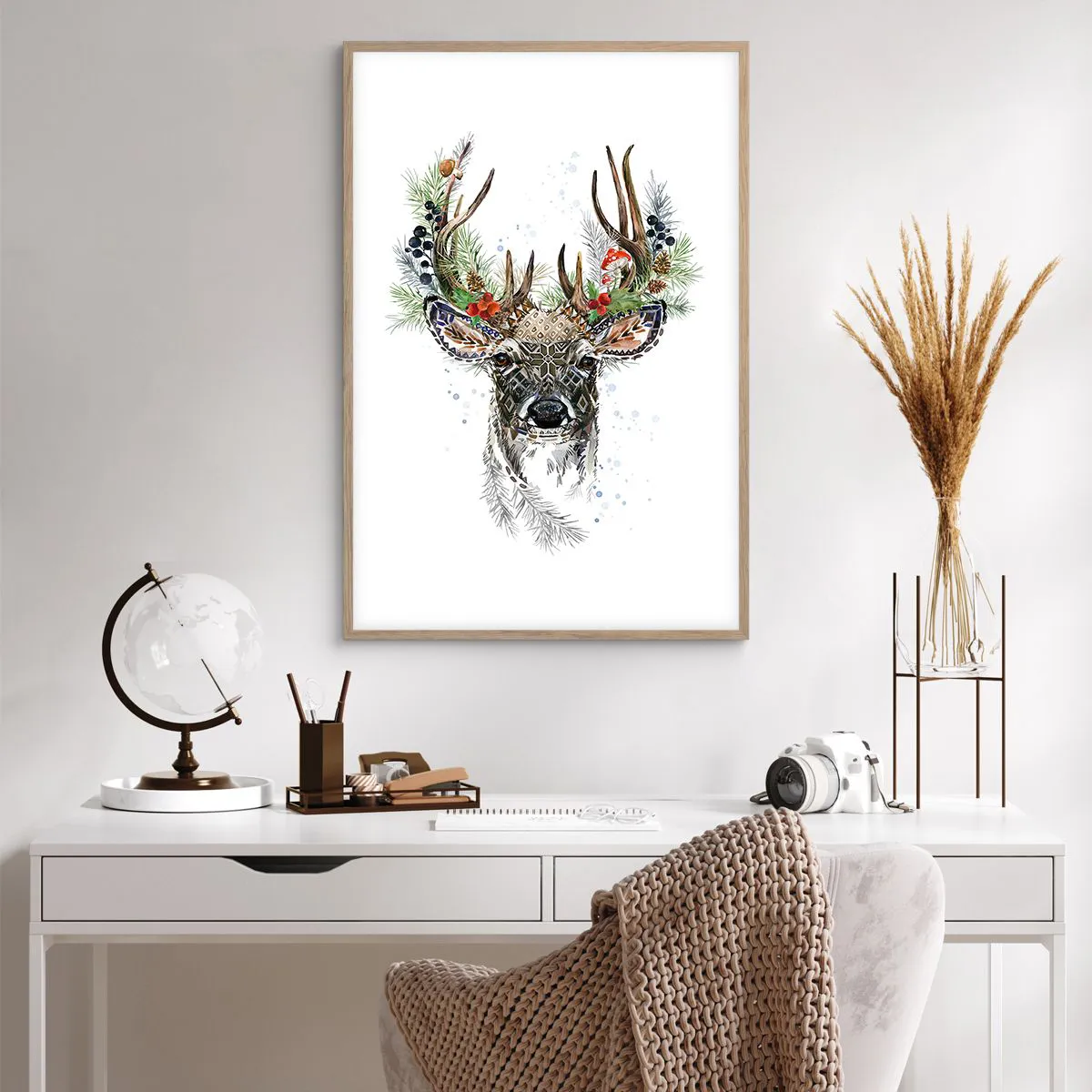 Poster in light oak frame - In Christmas Attire - 61x91 cm