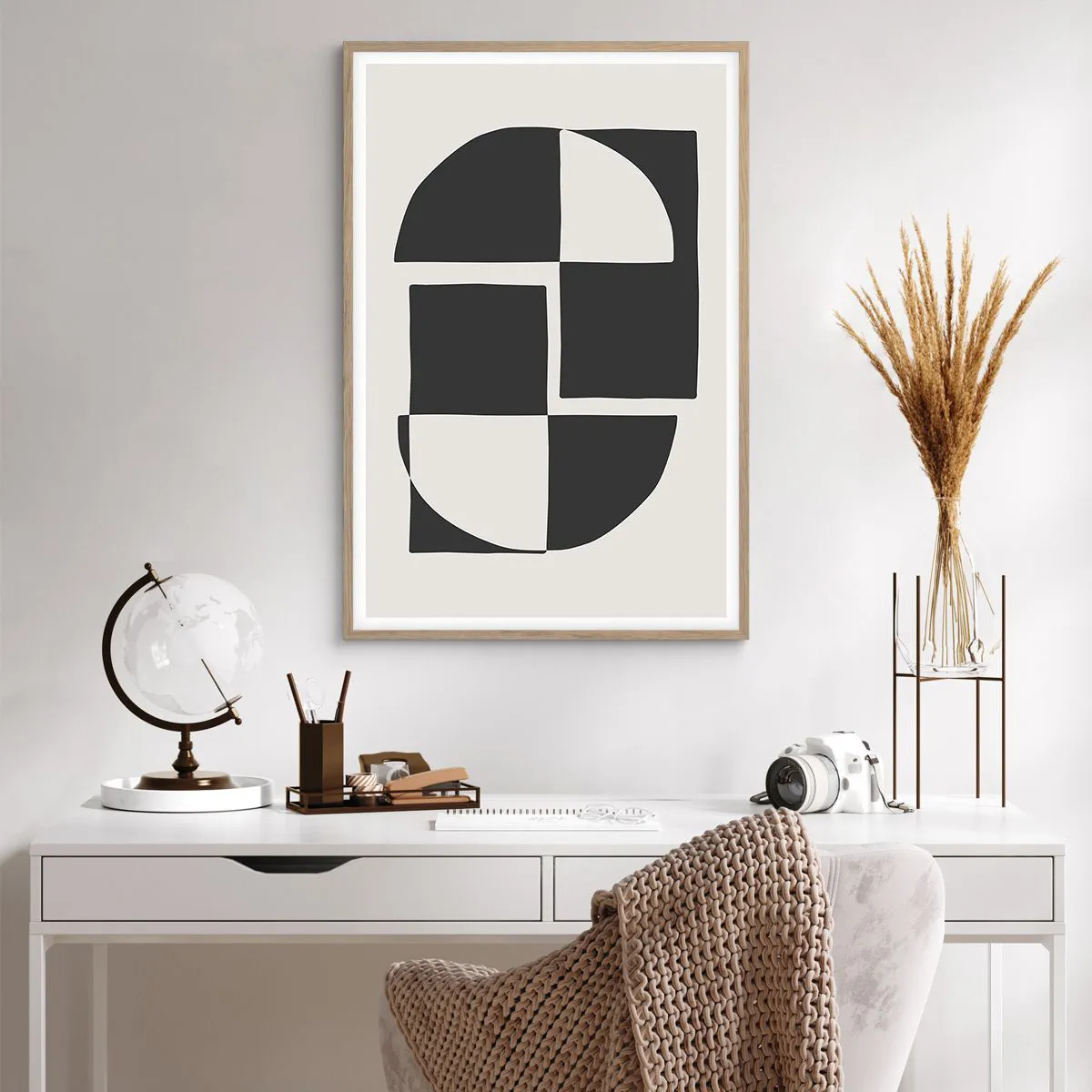 Een poster in een licht eiken lijst - Antithese - synthese - 61x91 cm