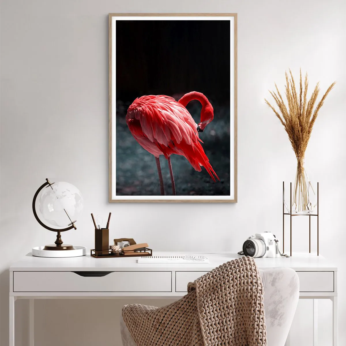 Plagát v ráme zo svetlého duba - Karmínová báseň prírody - 61x91 cm