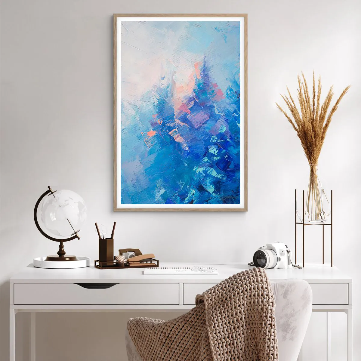 Plakat w ramie jasny dąb - Zimowa abstrakcja - 61x91 cm