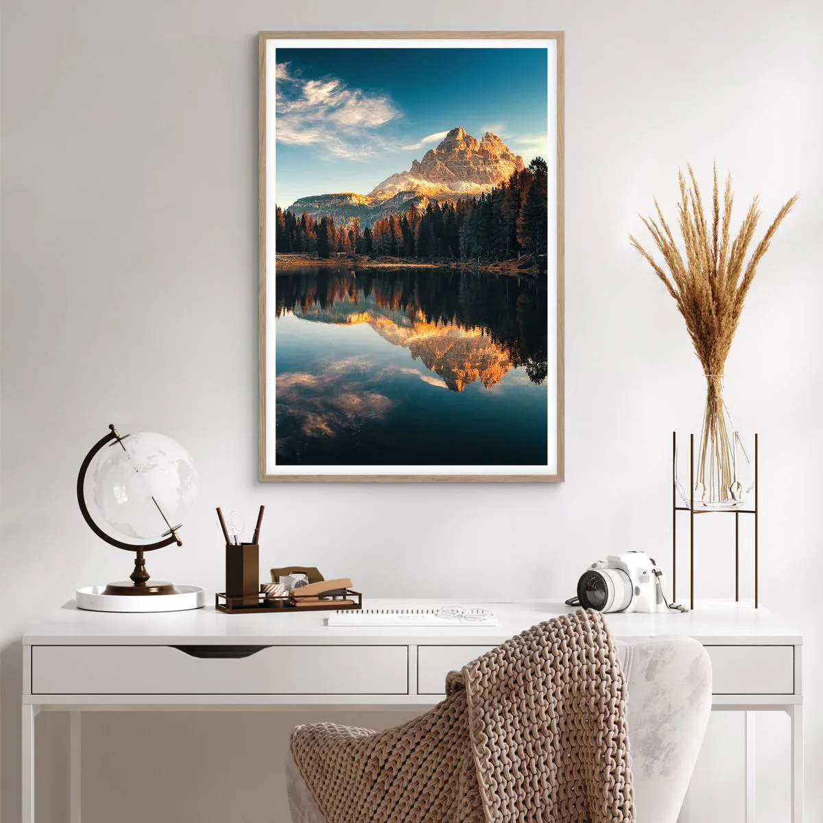 Pôster com moldura de carvalho claro - Paisagem dupla - 61x91 cm