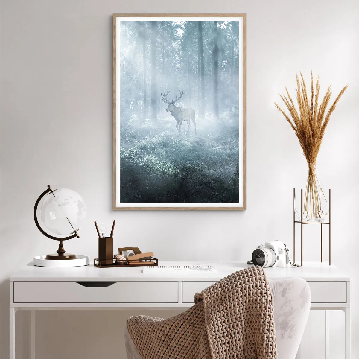 Een poster in een licht eiken lijst - Ochtendbezoek aan het landgoed - 61x91 cm