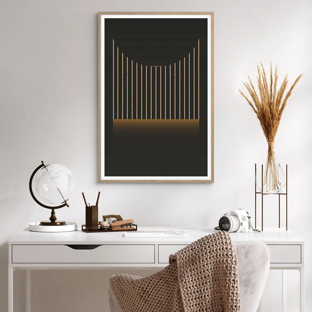 Poster în ramă de stejar deschis - Explorați întunericul - 61x91 cm