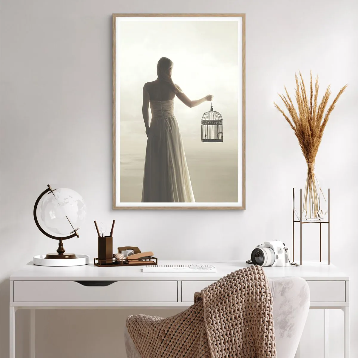 Plakat w ramie jasny dąb - Bądź wolna - 61x91 cm