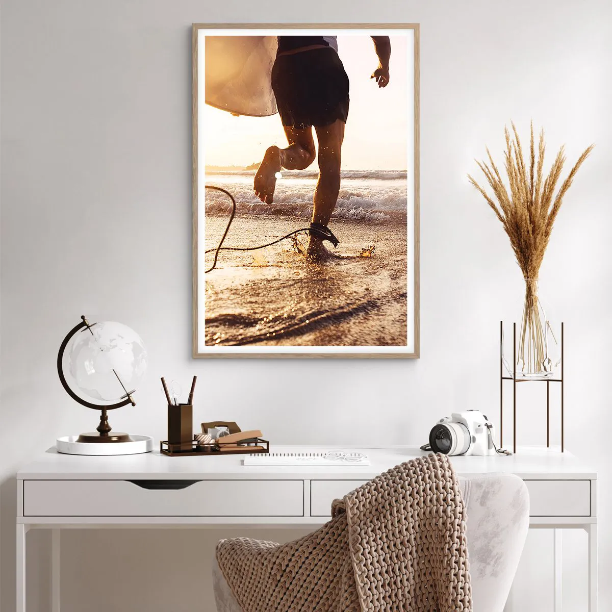 Pôster com moldura de carvalho claro - Encontro das ondas - 61x91 cm